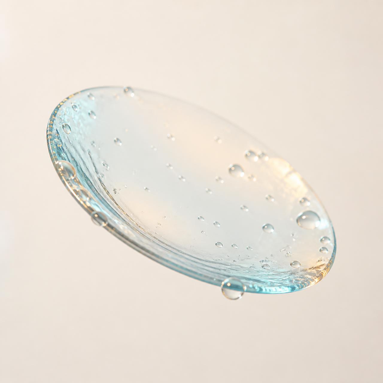 A soft transparent hydrogel disc beaded with water